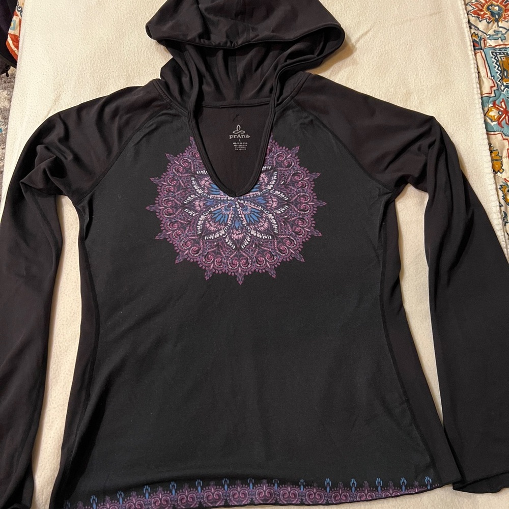Prana Black and Purple Mandala Hoodie
